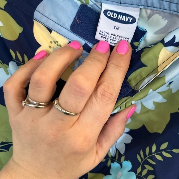 Old Navy Surf Shorts Floral Print Women's Size 12 Blue Green Yellow Flower - Picture 2 of 9